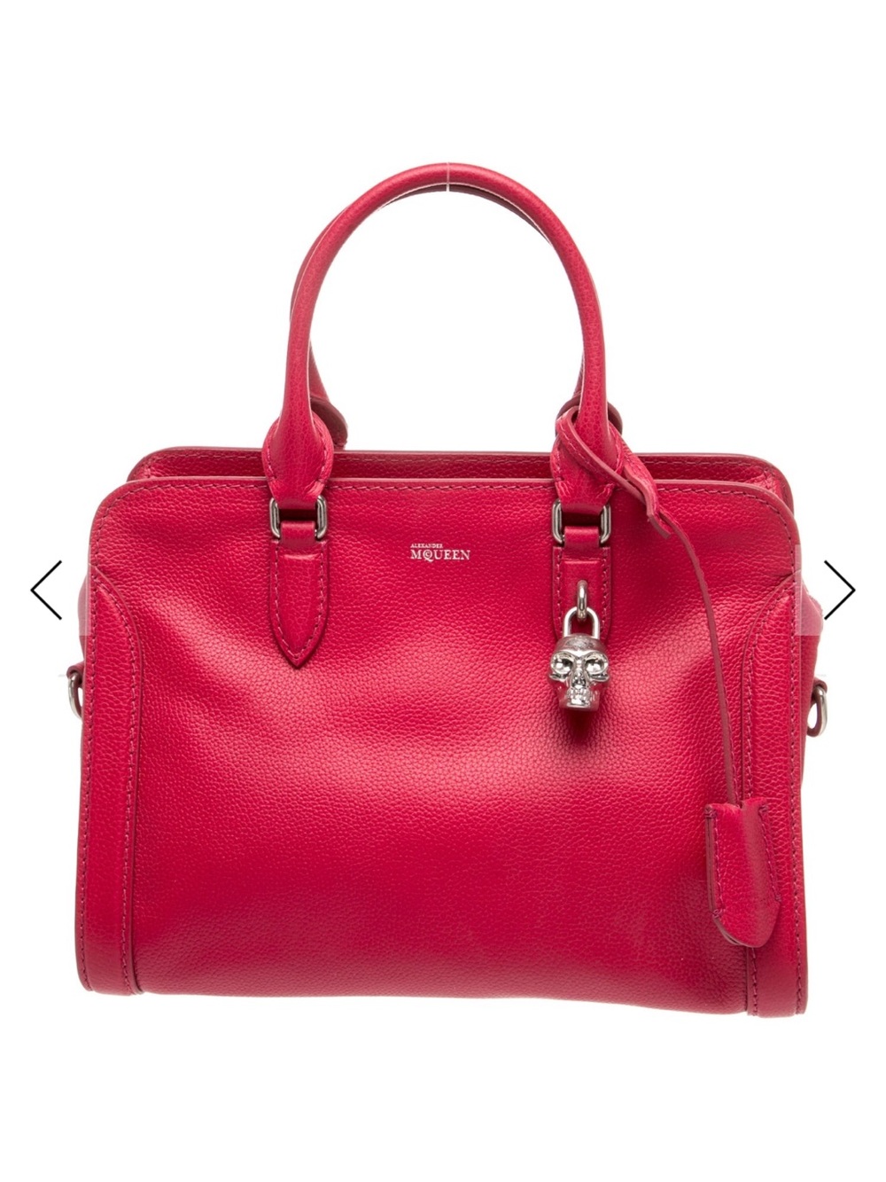 Alexander McQueen Red Leather Satchel with Removable Strap